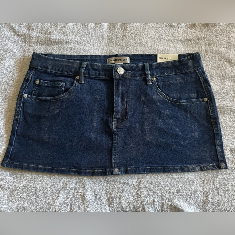 Madden Girl Dark Blue/Gray Denim Mini  Skirt